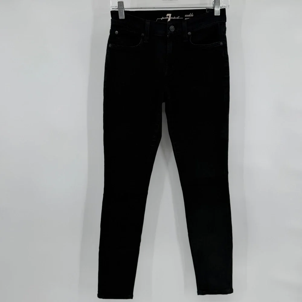 7 For All Mankind Ankle Gwenevere Jeans Womens 26 Black Skinny Low Rise Stretch
